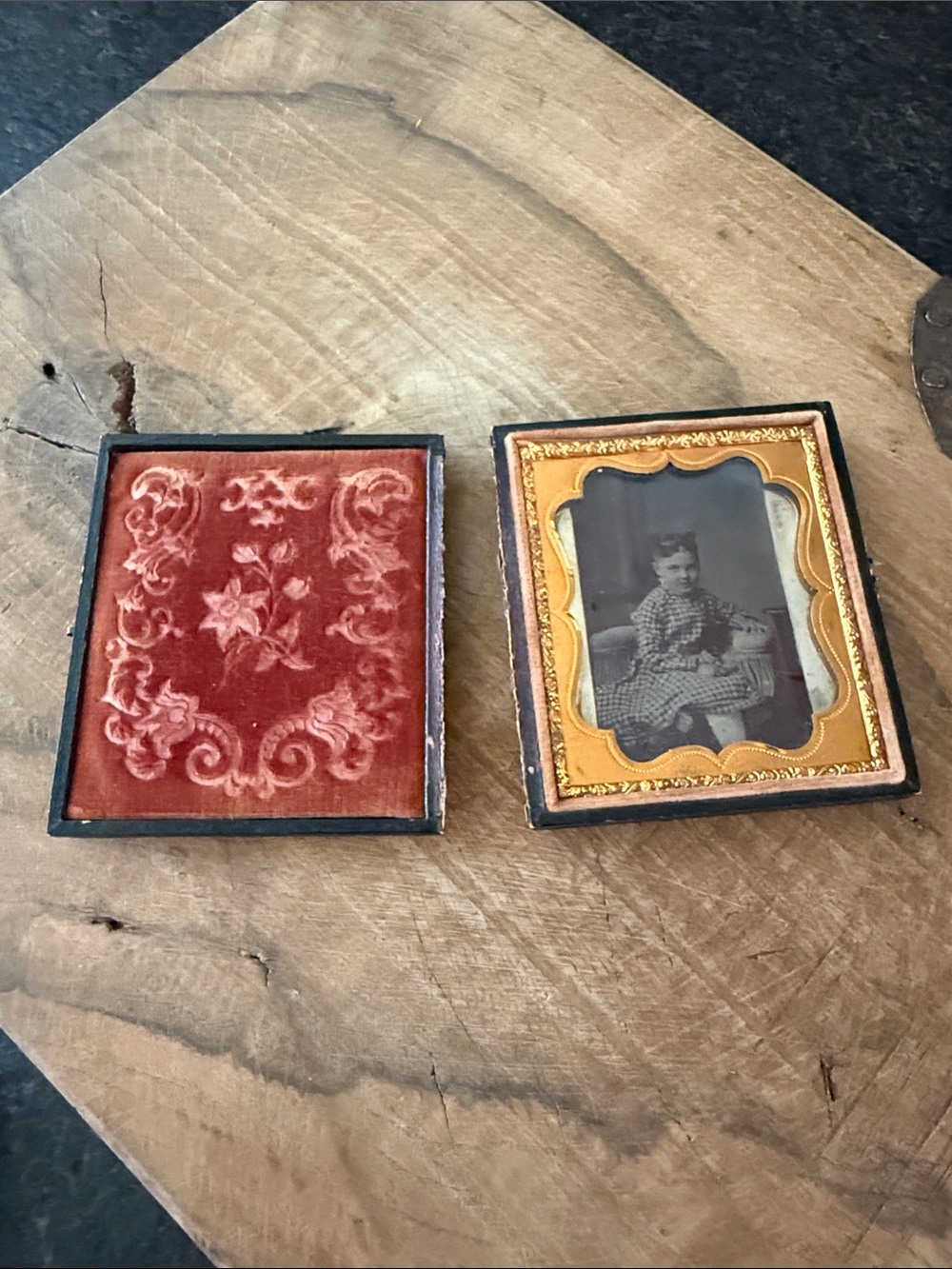 Antique-Style Velvet Wall Mirror Panel in Rust Orange
